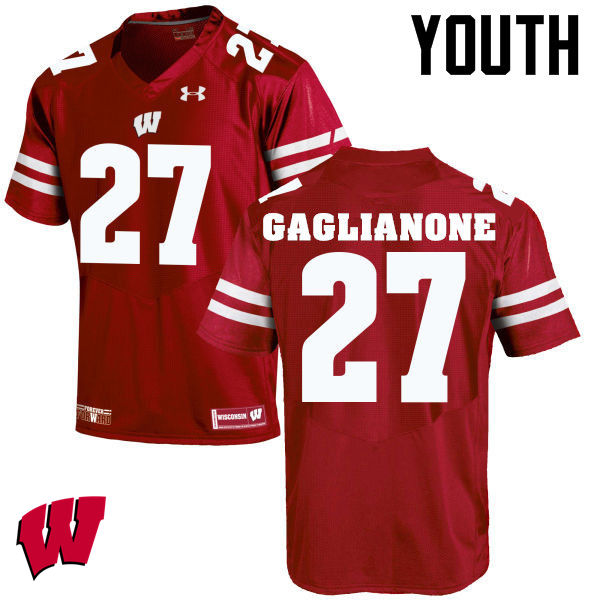 Wisconsin Badgers Youth #27 Rafael Gaglianone NCAA Under Armour Authentic Red College Stitched Football Jersey CP40V33GG